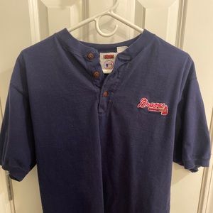 VINTAGE 1999 3 quarter button BRAVES t shirt